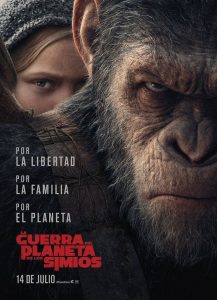 Poster for the movie "La guerra del planeta de los simios"
